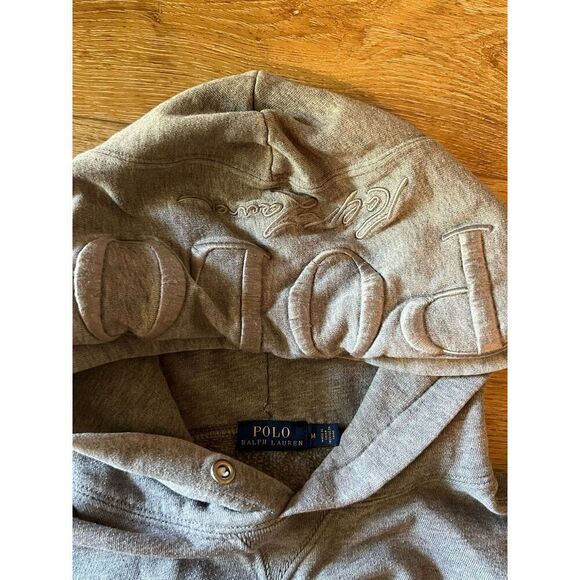 Polo Ralph Lauren Mens Gray Pullover Hooded Sweatshirt Lightweight Size Medium - Picture 3 of 3